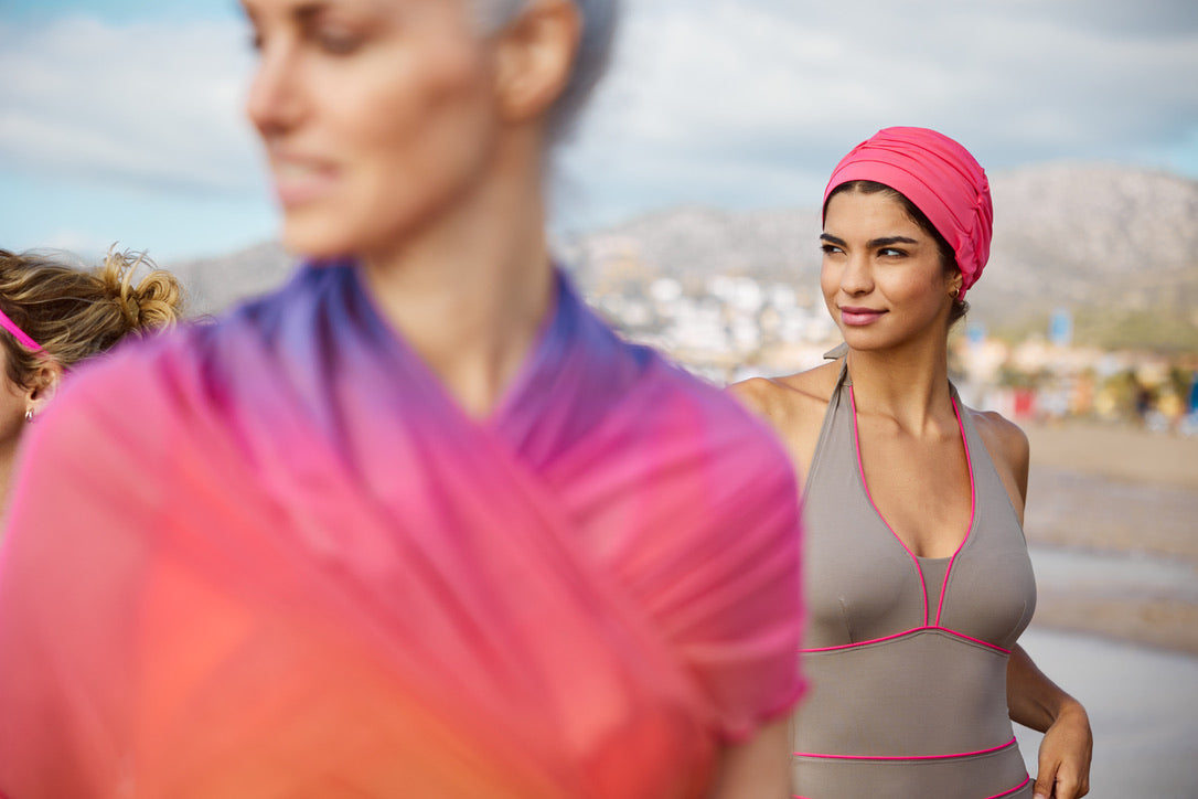 Ikonō La Versatile high-cut one-piece swimsuit in Tierra, fully lined for maximum comfort and skin protection. Sculpting and supportive, this swimwear is designed to enhance your natural shape while offering a flattering fit. Made from eco-friendly materials, perfect for all body types, including post-surgery needs. #BeWhatMovesYou