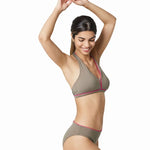 Two-Piece swimwear: Sustainable, adaptable bikini. Perfect for post-mastectomy and prothesis, UV protection included. Fashion meets function with La Versatile by ikonō.